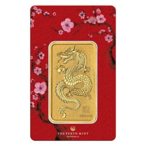 1 OUNCE GOLD PERTH LUNAR DRAGON BAR 2024