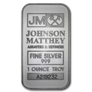 1 OUNCE SILVER BAR JOHNSON MATTHEY