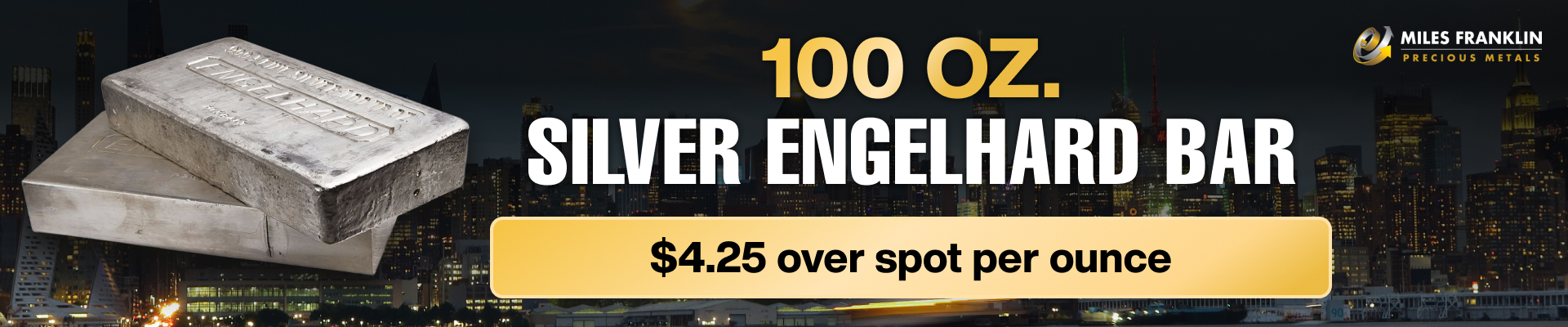 Silver Engelhard 100 oz Bar