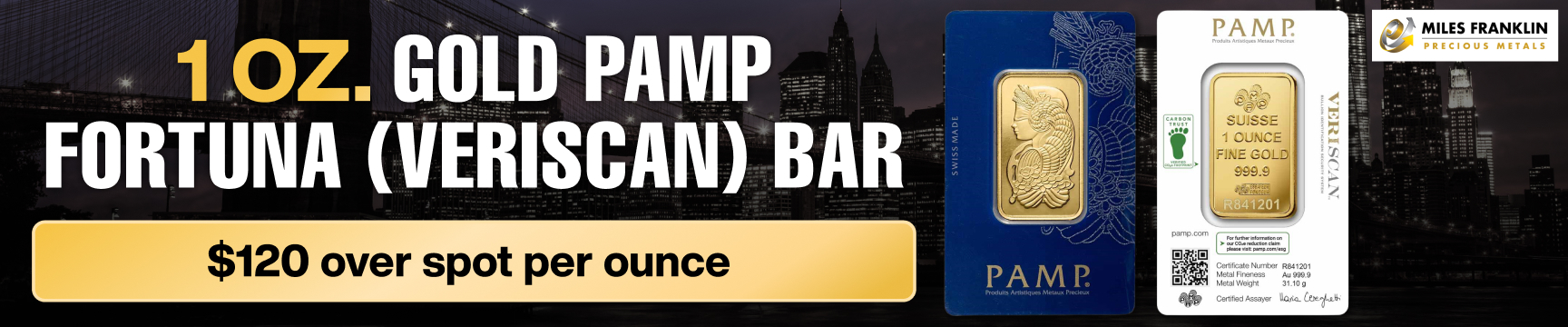 1 oz Gold Pamp Fortuna Bar