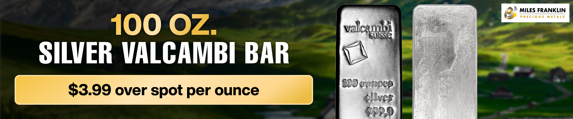 100 oz Silver Valcambi Bar