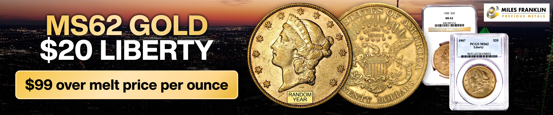 MS62 Gold $20 Liberty