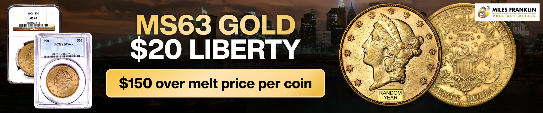 MS63 $20 Liberty