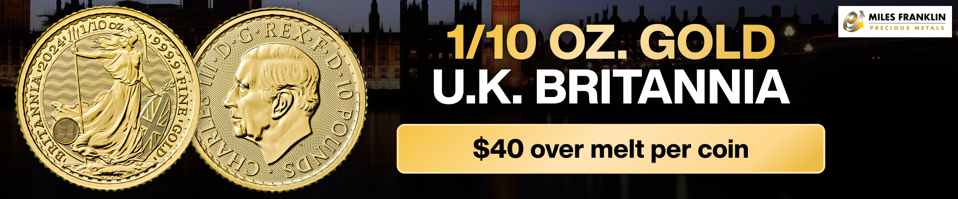 GOLD BRITANNIA 1/10 OUNCE (Random year)