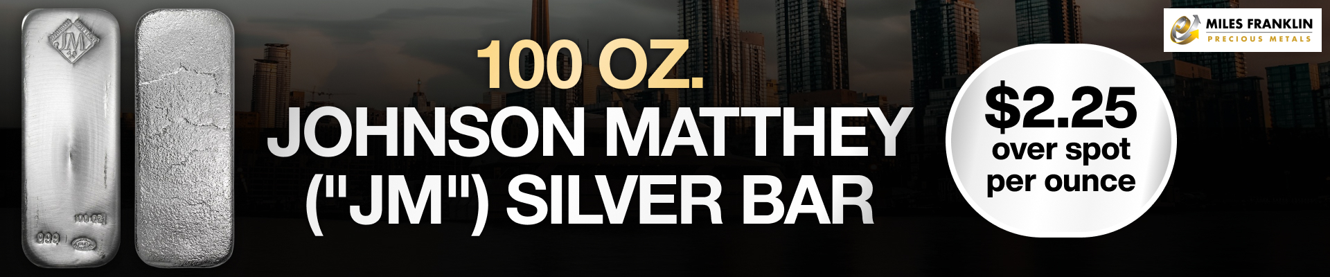 100 OUNCE JOHNSON MATTHEY SILVER BAR