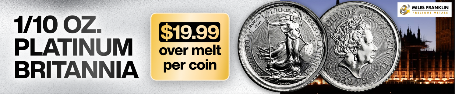 1/10 OUNCE PLATINUM BRITANNIA (RANDOM YEAR)